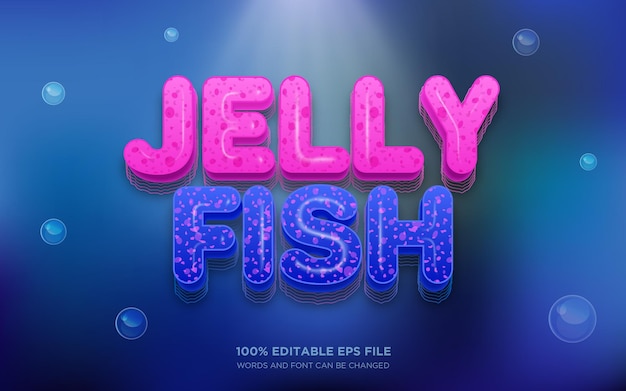 Vector jellyfish 3d editable text style effect