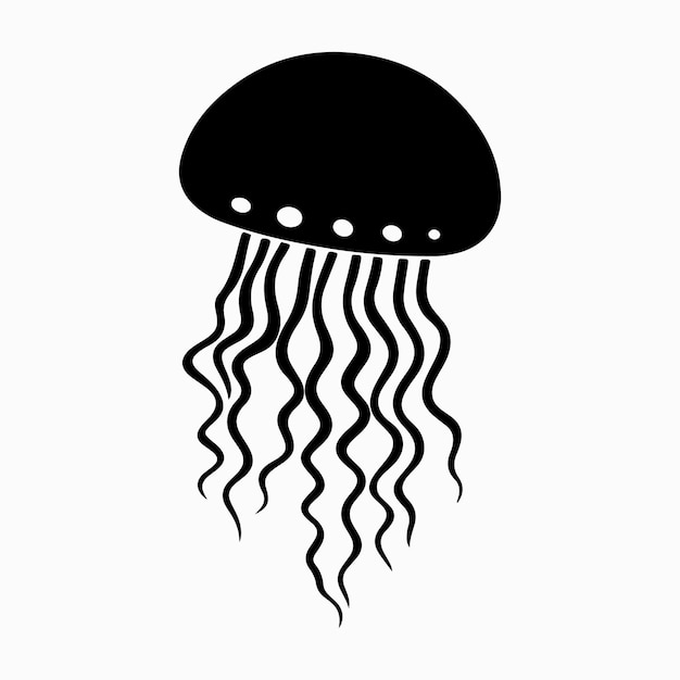 Jellyfish black silhouette clip art sketch