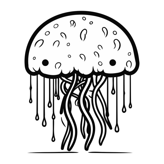 Vector jellyfish black and white jellyfish vector illustration