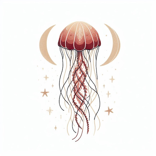 a jellyfish is painted on a white background