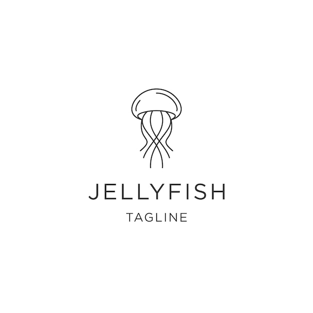 Jellyfish line logo design vector illustration