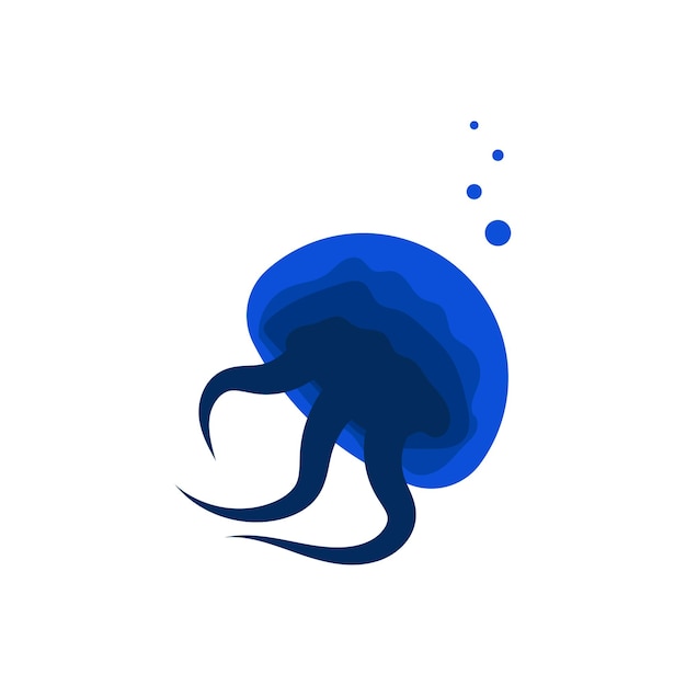 Jellyfish logo fresh blue color modern and simple logo vector EPS format