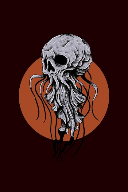 Jellyfish skull vector illustration