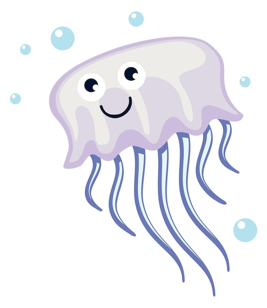 Jellyfish smiling Underwater animal Happy cartoon character