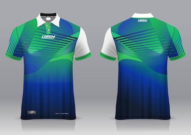 Jersey golf, front and back view, sporty design 