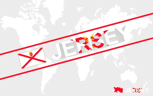 Jersey map flag and text illustration