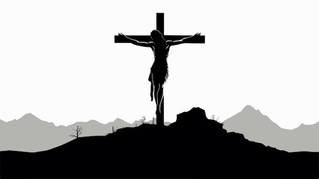 Vector jesus christ cross silhouette vector on white background