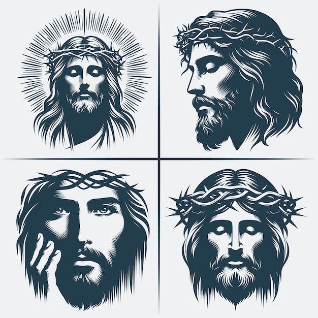 Jesus Christ Face Svg vector silhouette bundle file