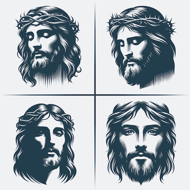 Jesus Christ Face Svg vector silhouette bundle file