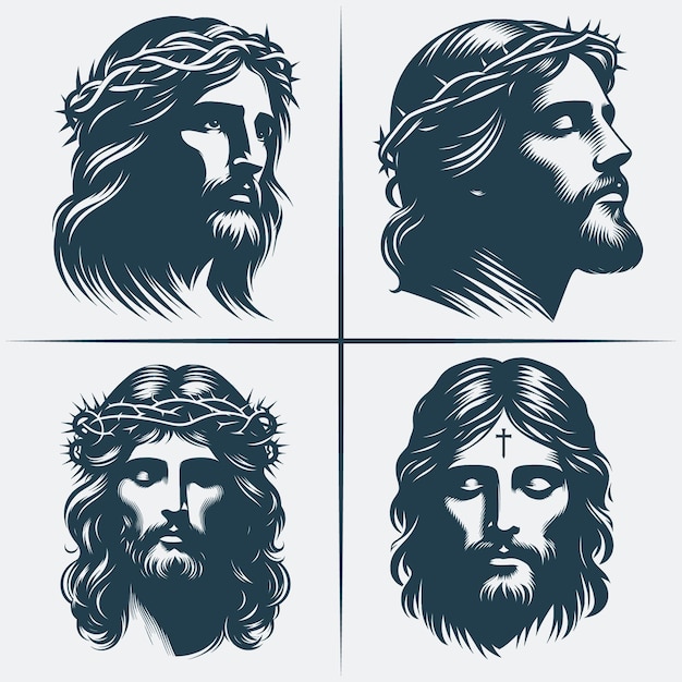 Jesus Christ Face Svg vector silhouette bundle file