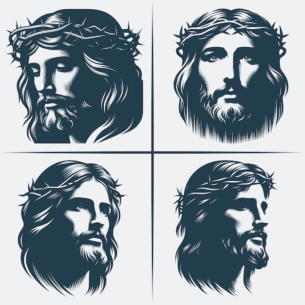 Jesus Christ Face Svg vector silhouette bundle file