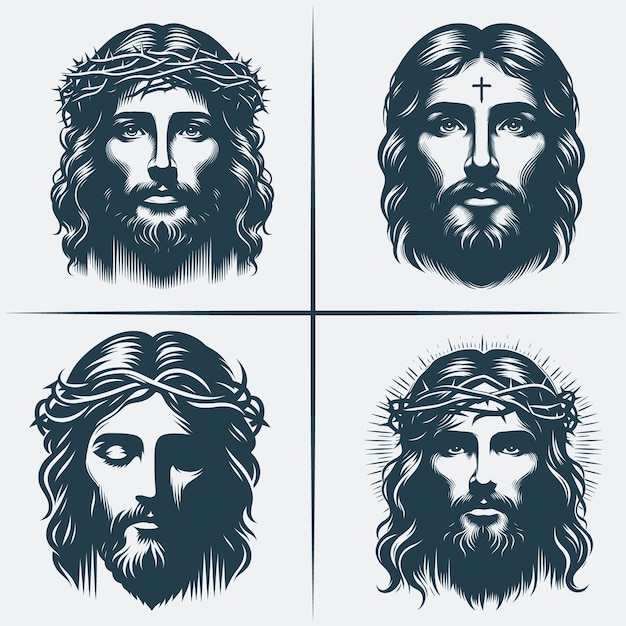 Jesus Christ Face Svg vector silhouette bundle file