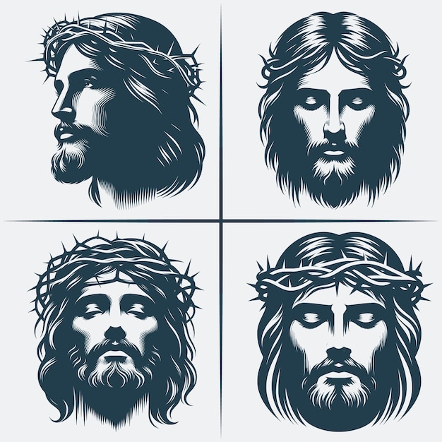 Jesus Christ Face Svg vector silhouette bundle file