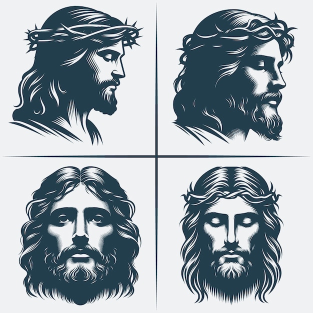 Jesus Christ Face Svg vector silhouette bundle file