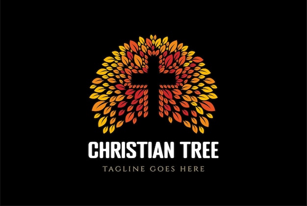 Jesus Christian Catholic Church Tree Leaf Leaves Plant Nature Logo Design Vector