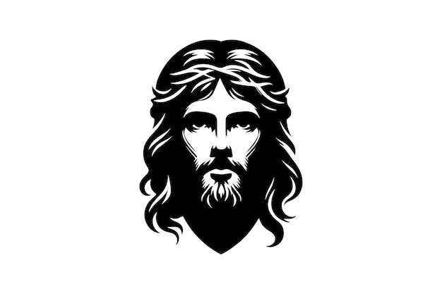 Jesus head Silhouette vector Illustration