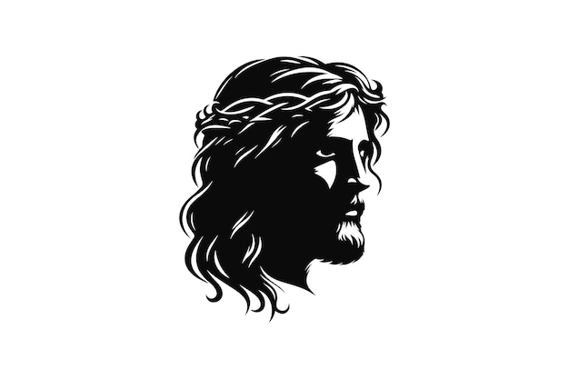 Jesus head Silhouette vector Illustration