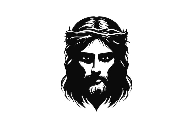 Jesus head Silhouette vector Illustration