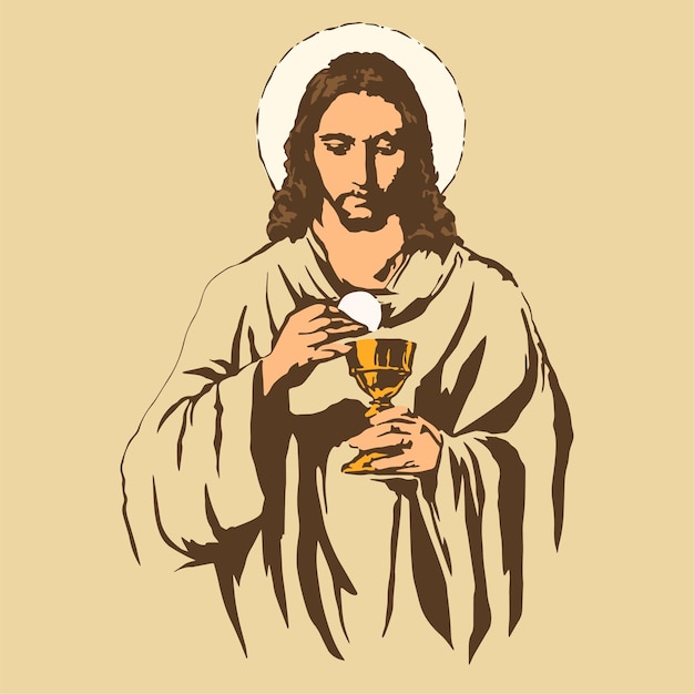 Jesus holding a chalice in his hand