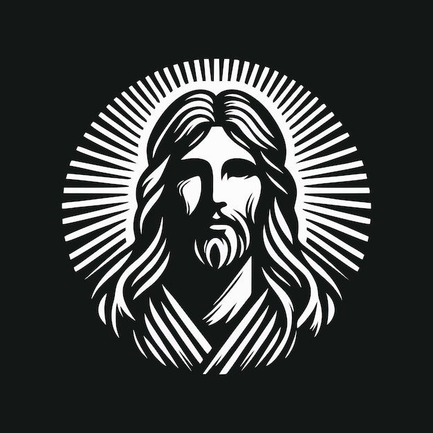 jesus logo icon illustration black white