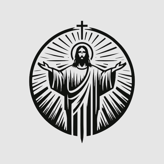 jesus logo icon illustration black white