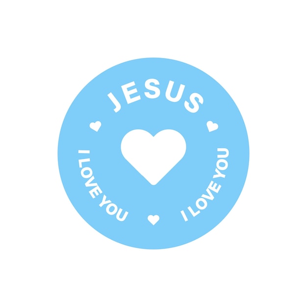 Jesus love you badge. Vector illustration. Christian label for print, sticker or T shirt