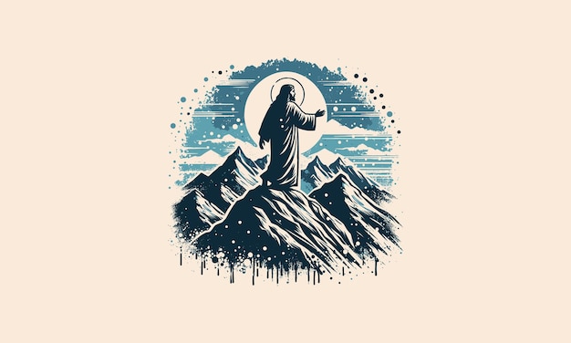 jesus on mountain vector illustration flat design