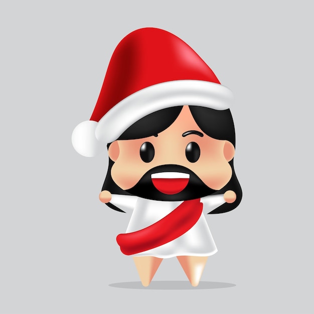 Jesus with Christmas hat character