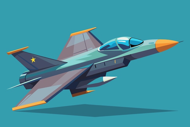 Vector the jet fighter is depicted in midflight highlighting its sleek lines and vibrant colors against a clear blue background showcasing the art of aviation