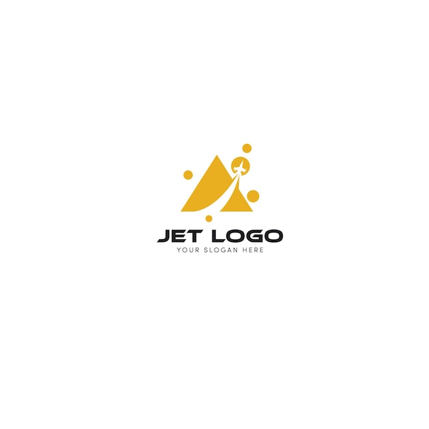 Jet logo designs with mountain and fast take off