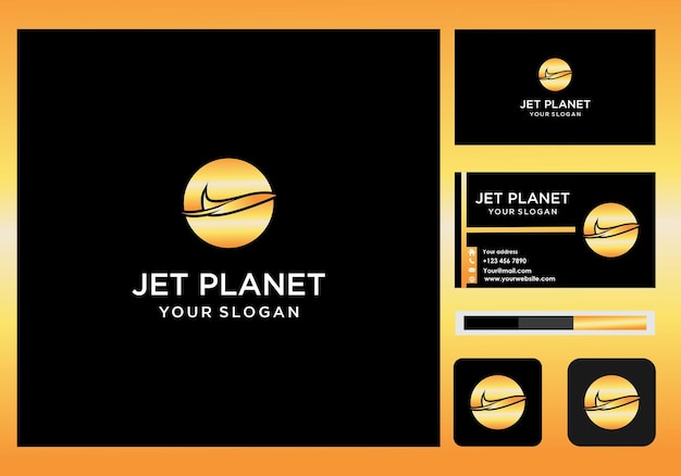 jet planet logo and business card icon