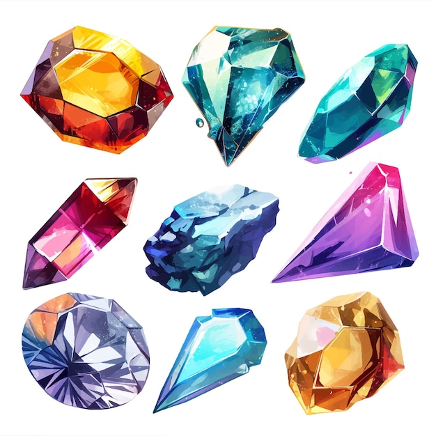 Vector jewel precious treasure healing brilliant diamond gem jewelry therapy crystal transparent aura