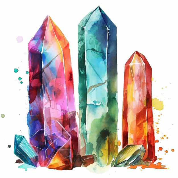 Vector jewel precious treasure healing diamond gem painting magic crystal artwork transparent watercol