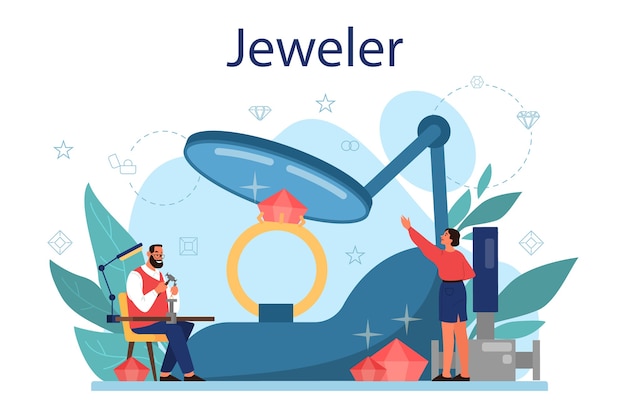 Jeweler concept . Idea of creative people and profession.