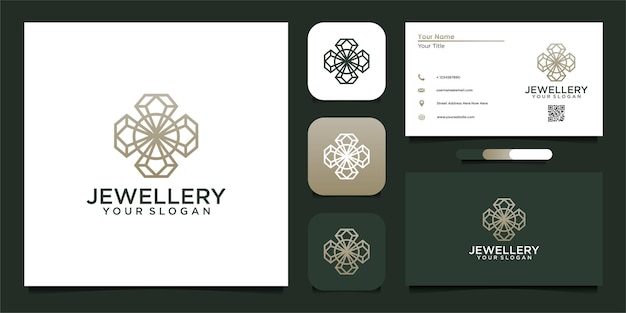 jewelery logo design with line and business card