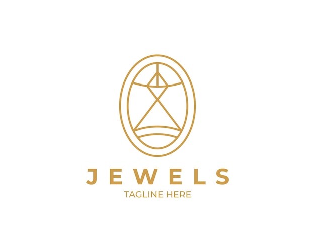 Jewellery logo luxury icons set outline style vector image