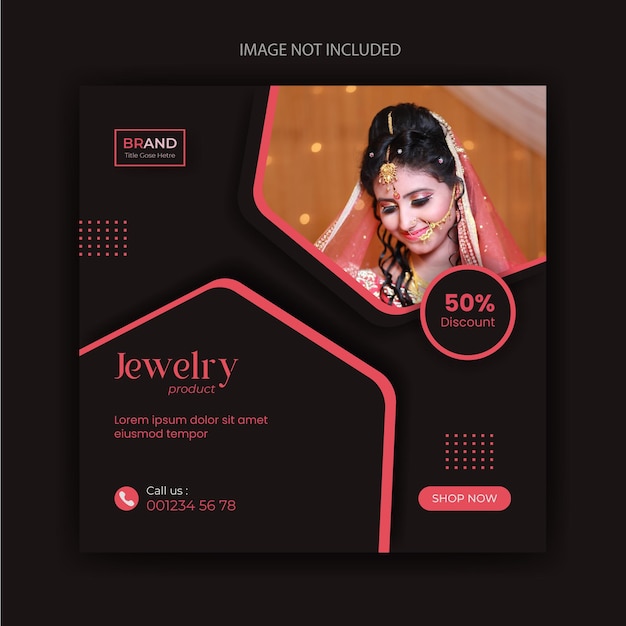 Jewelry collection promotion web banner social media or instagram post design template