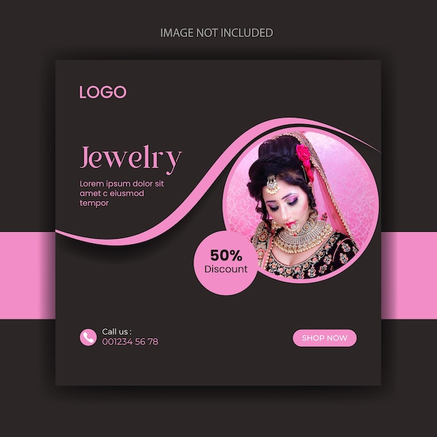 Jewelry collection promotion web banner social media or instagram post design template