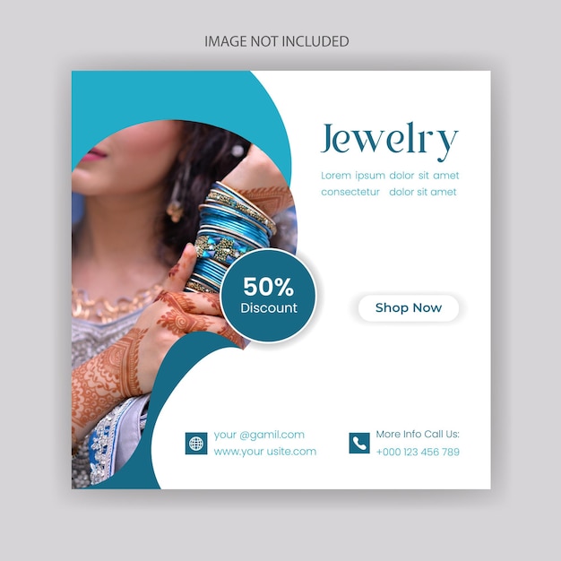 Jewelry collection shop now web banner social media or instagram post design