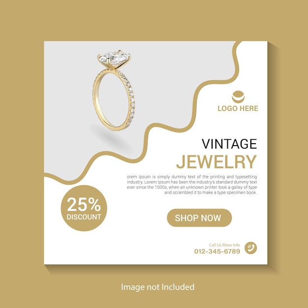 Vector jewelry sale social media post or square instagram post web banner template