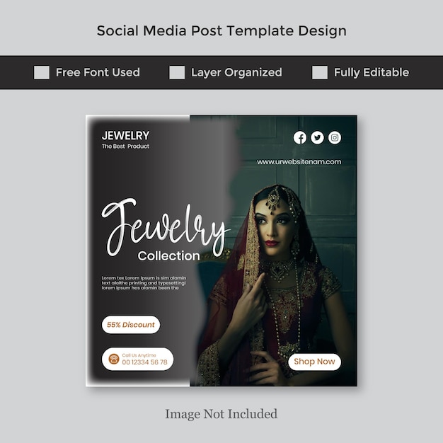 Jewelry shop promotional instagram or social media post template