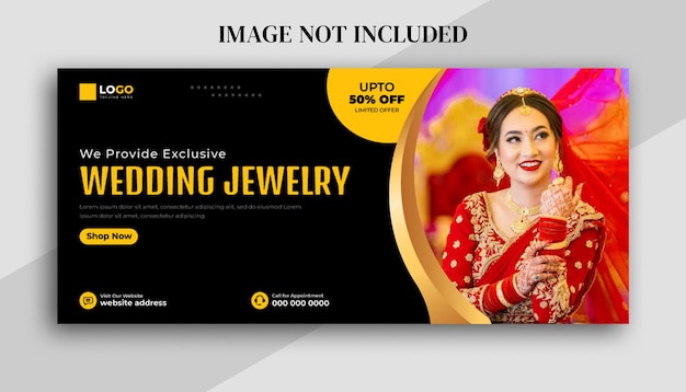 Jewelry social media Facebook cover or web banner template design