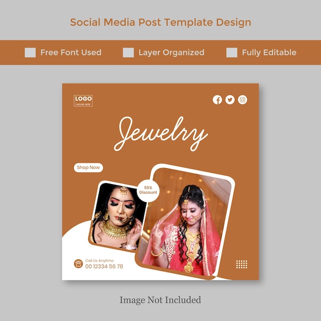 Jewelry social media instagram post template Premium Vector