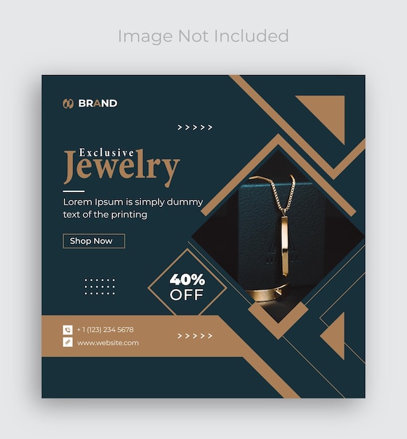 Vector jewelry social media instagram post or web banner design template