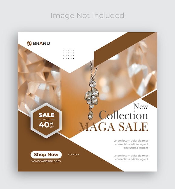 Vector jewelry social media instagram post or web banner design template