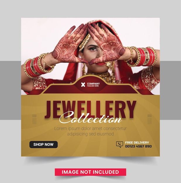 Jewelry social media post design or web banner template