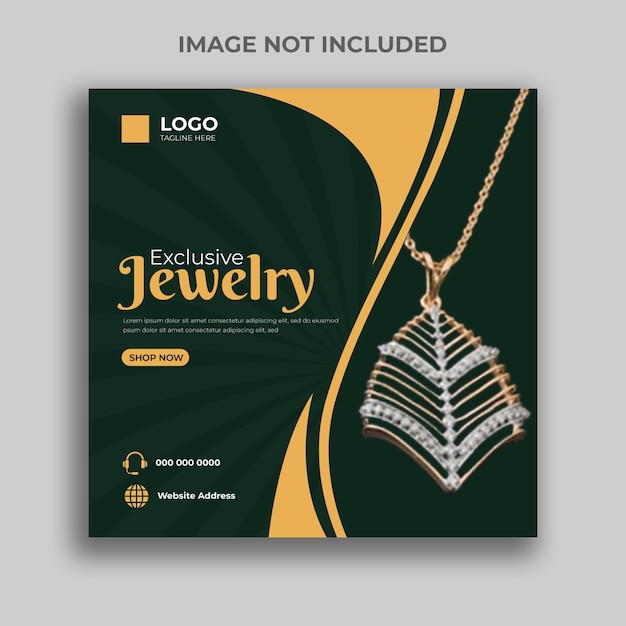 Jewelry social media post, web banner, or square flyer design template