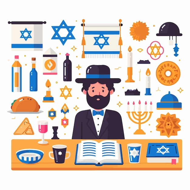 Jewish character flat vector illustration