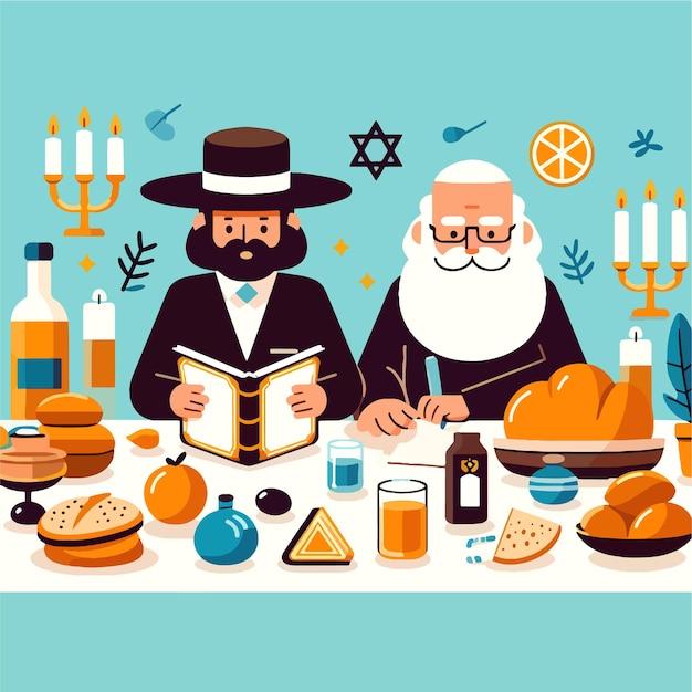 Vector jewish character flat vector illustration