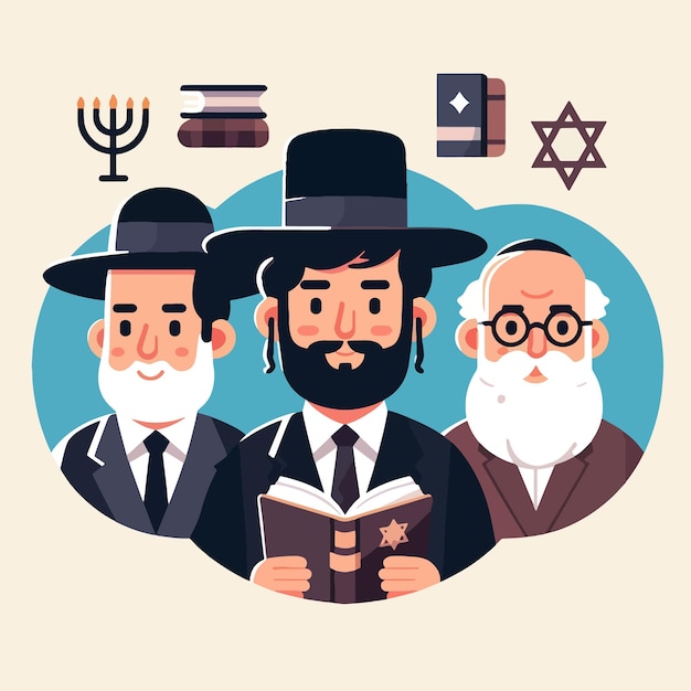 Vector jewish character flat vector illustration